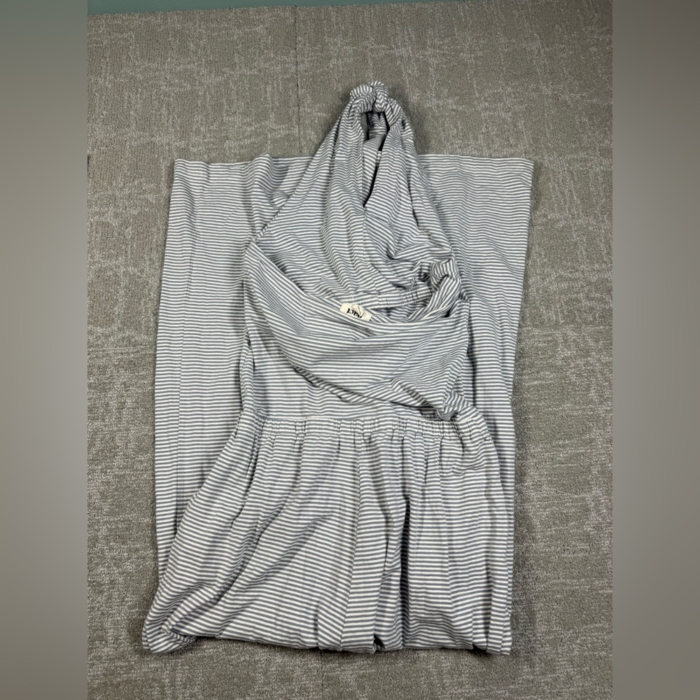 Pact Organic Cotton Striped Halter Top Wide Leg Jumpsuit Womens Medium - Picture 7 of 7